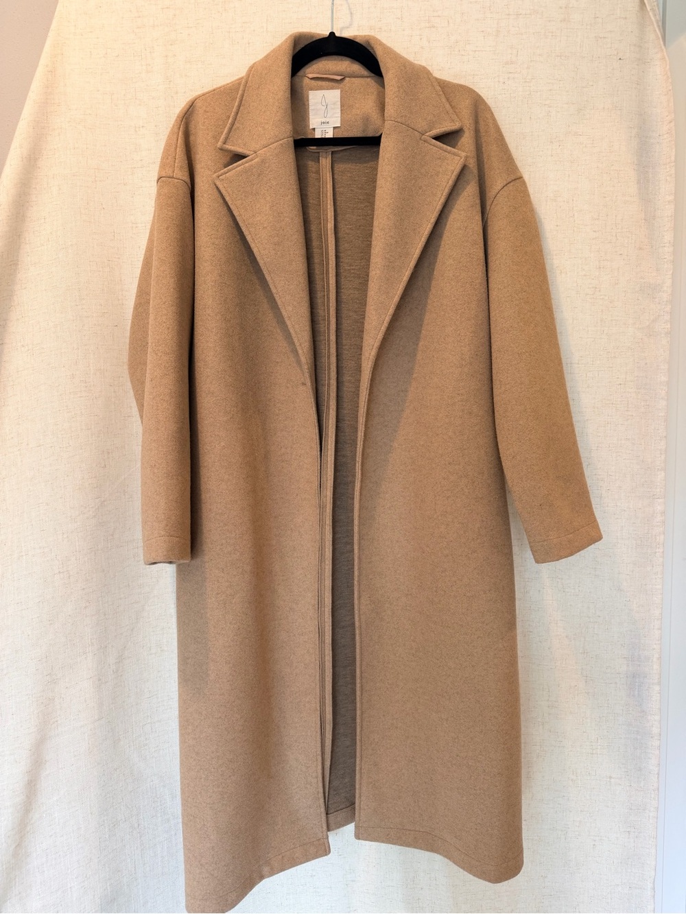 Joie Camel Open-Front Long Coat